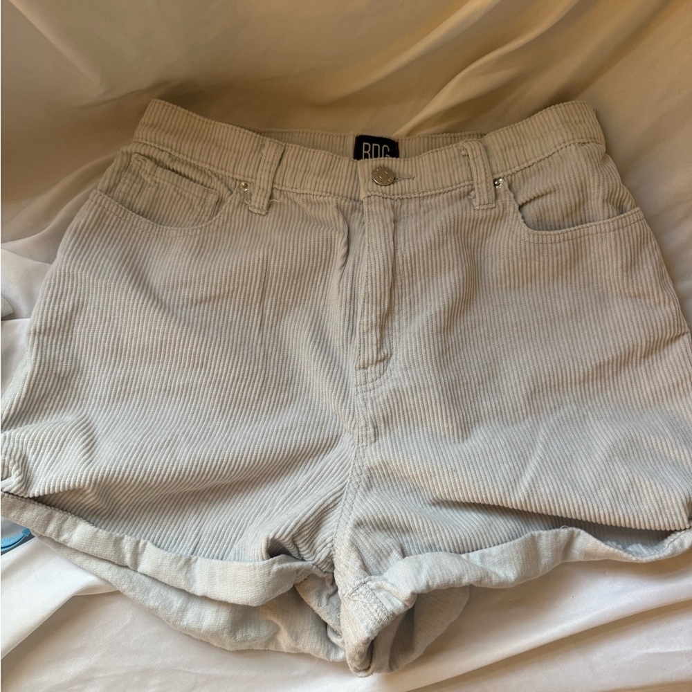 BDG pale blue corduroy short high rise white denim